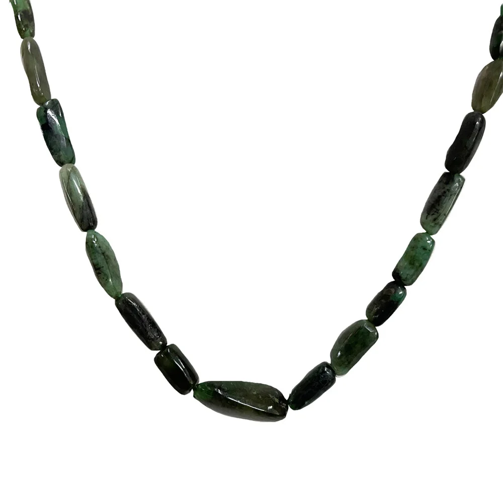 Single Line Real Natural Oval Emerald Necklace (SN1119)