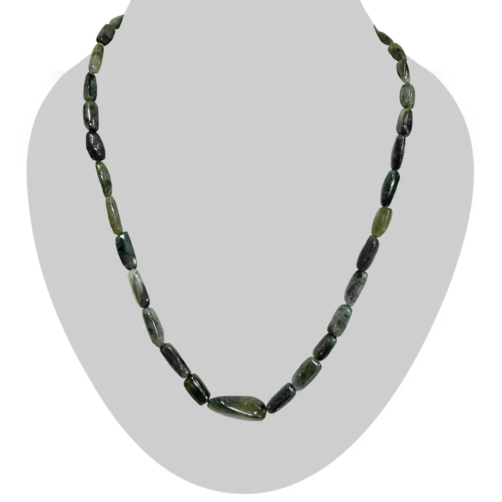 Single Line Real Natural Oval Emerald Necklace (SN1119)