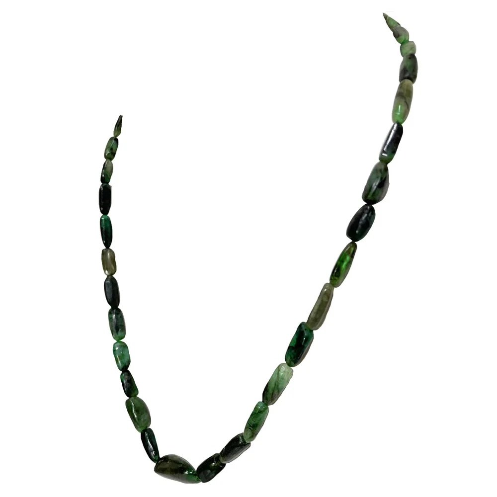 Single Line Real Natural Oval Emerald Necklace (SN1119)