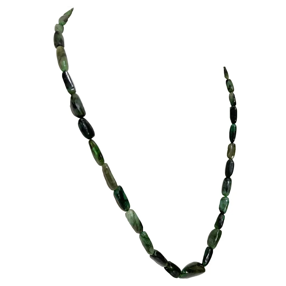 Single Line Real Natural Oval Emerald Necklace (SN1119)