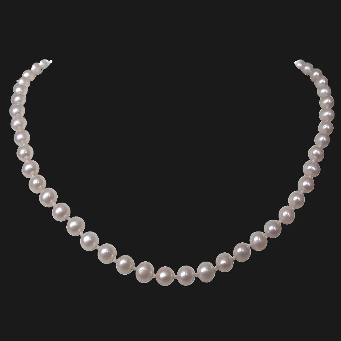 Luxuriate - Single Line Round Real Freshwater Pearl Necklace with Knots for Women (SN11)