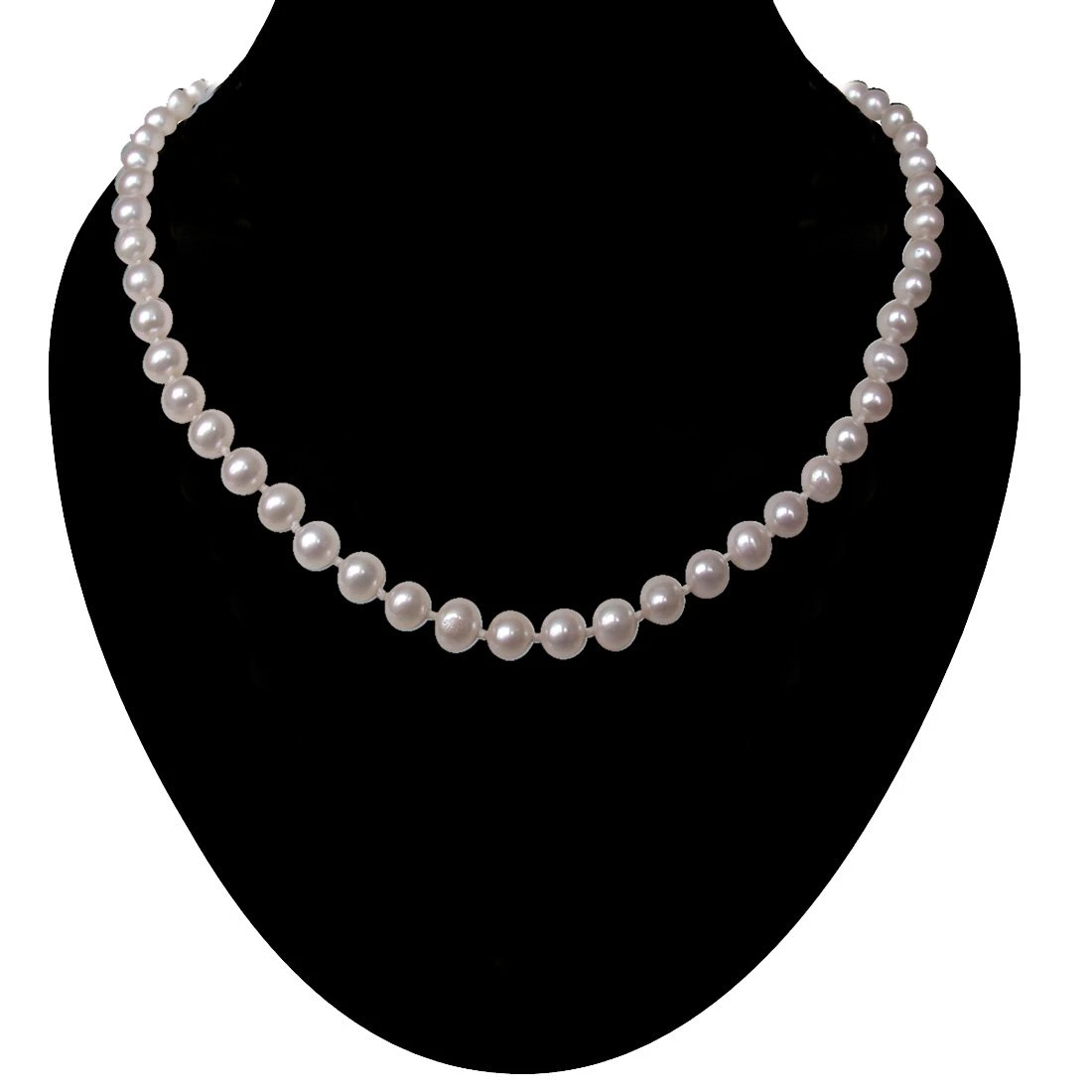 Luxuriate - Single Line Round Real Freshwater Pearl Necklace with Knots for Women (SN11)