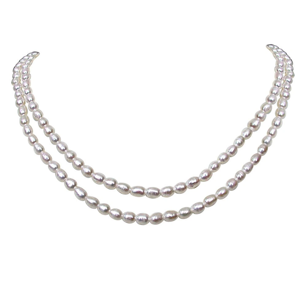 Love Line - 2 Line Real Rice Pearl Necklace for Women (SN122)