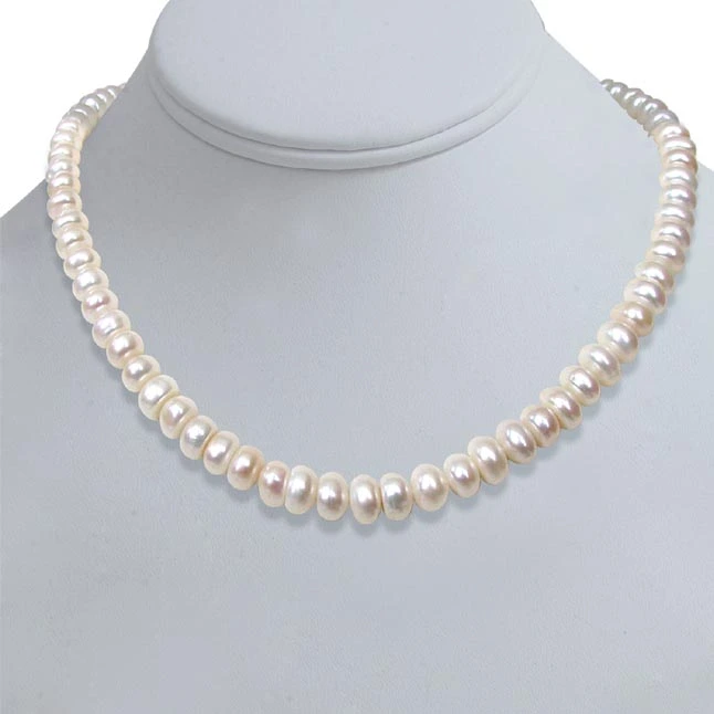 Sweet n Single Line Real Freshwater Pearl Necklace for Women (SN123)