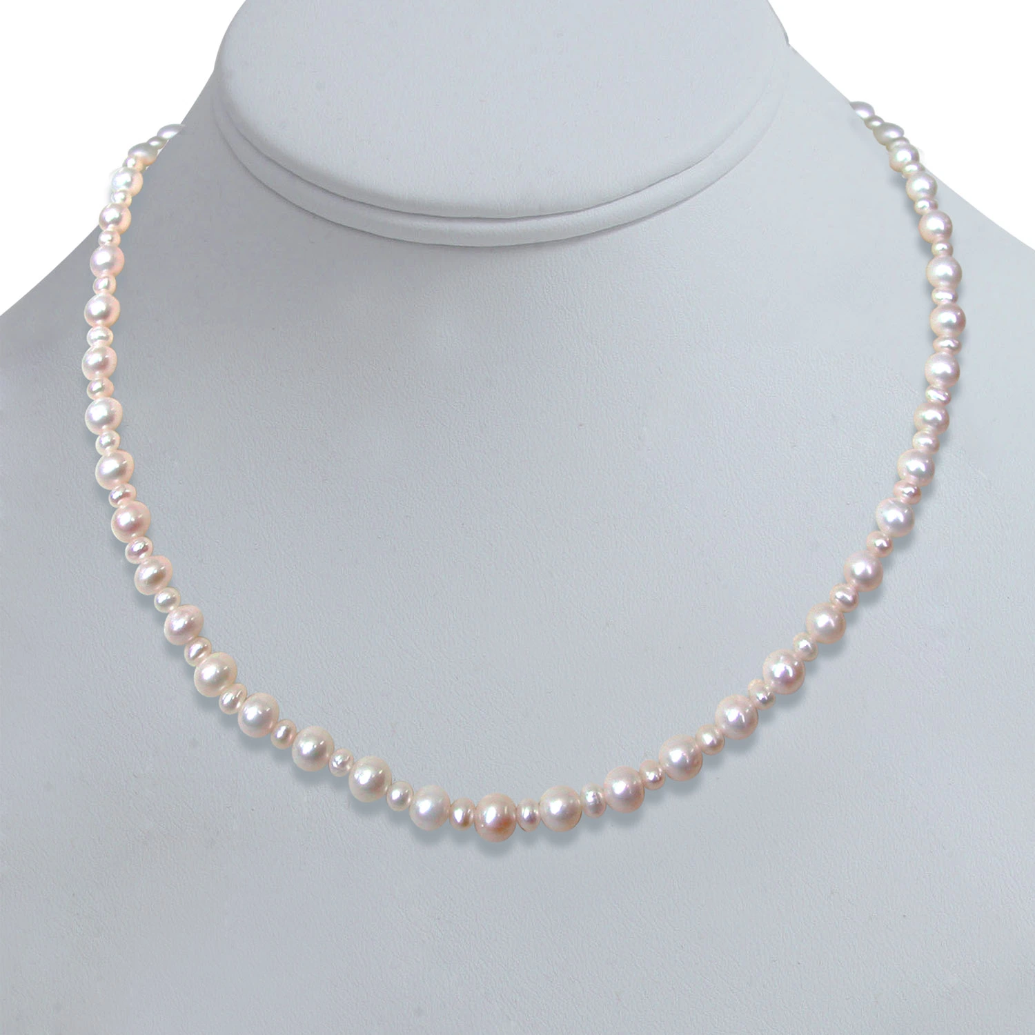 Round Radiance - Single Line Big & Small Real Freshwater Pearl Necklace for Women (SN124)