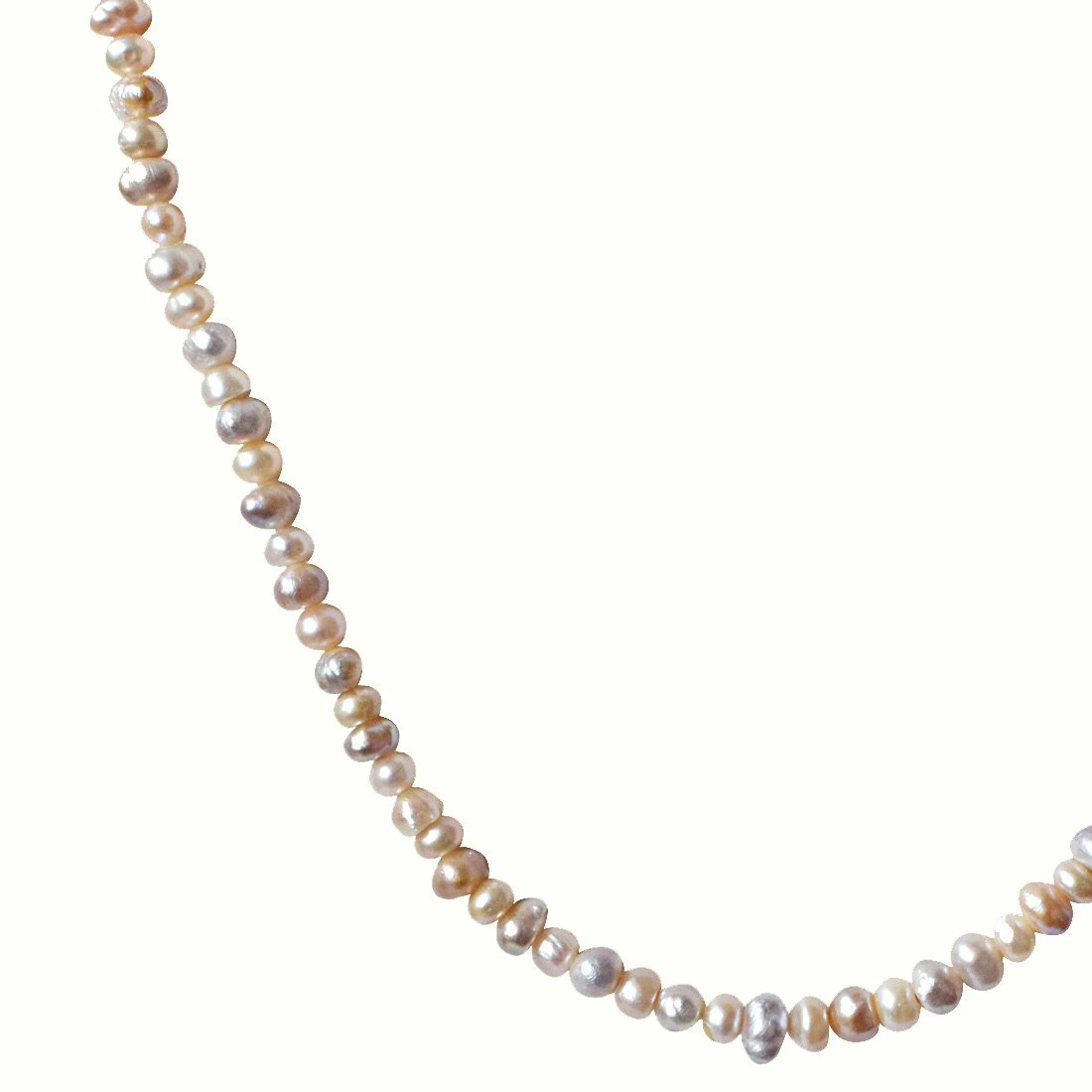 Single Line Peach and Purple Real Natural Freshwater Pearl Necklace for Women (SN127)
