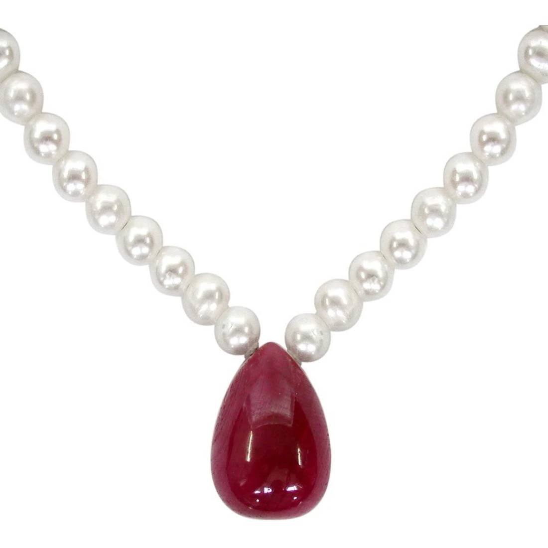 10.50 cts Real Drop Ruby and Freshwater Pearl Necklace for Women (SN129-10.5cts)