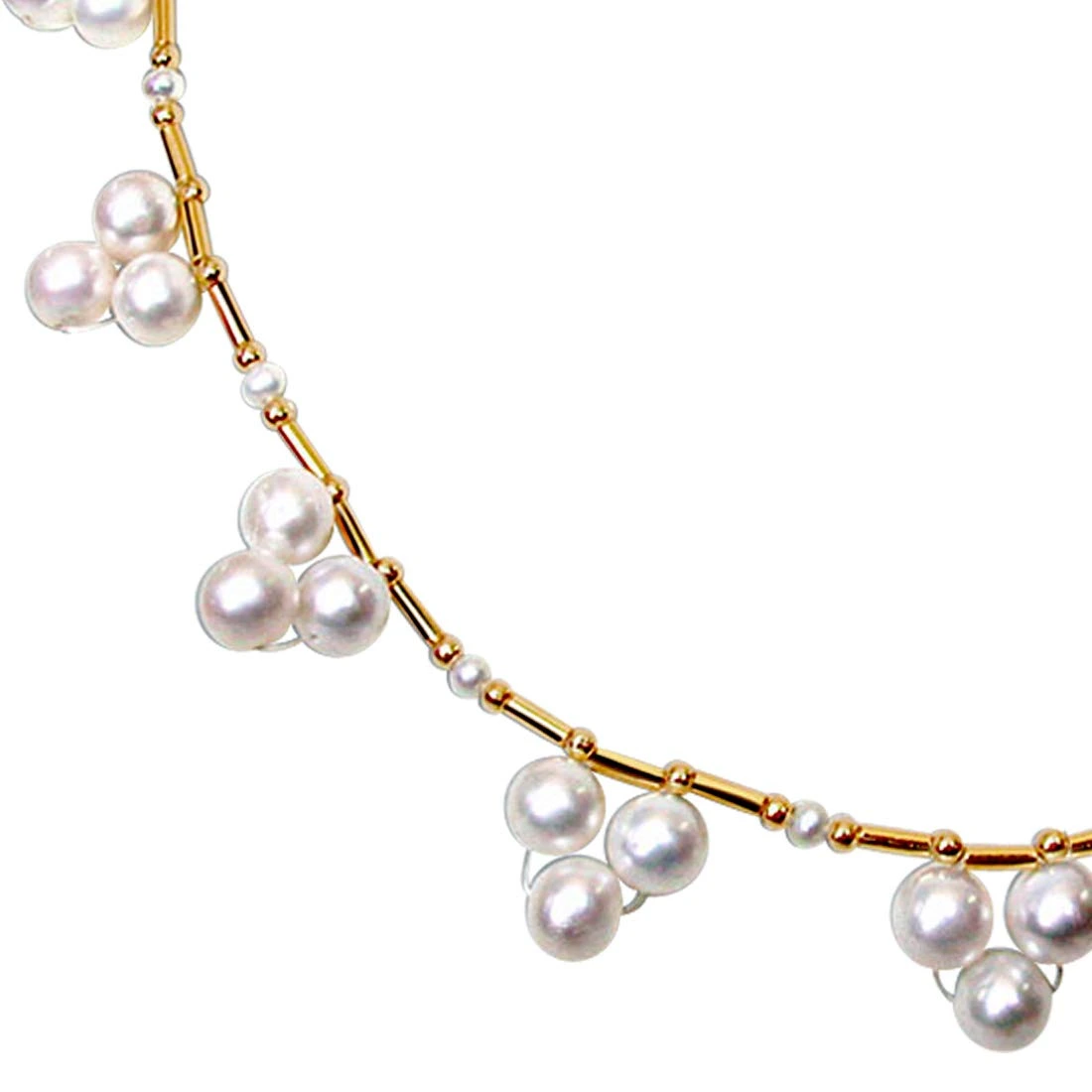 Angelic Beauty - Single Line Flower Design Real Freshwater Pearl Necklace for Women (SN143)