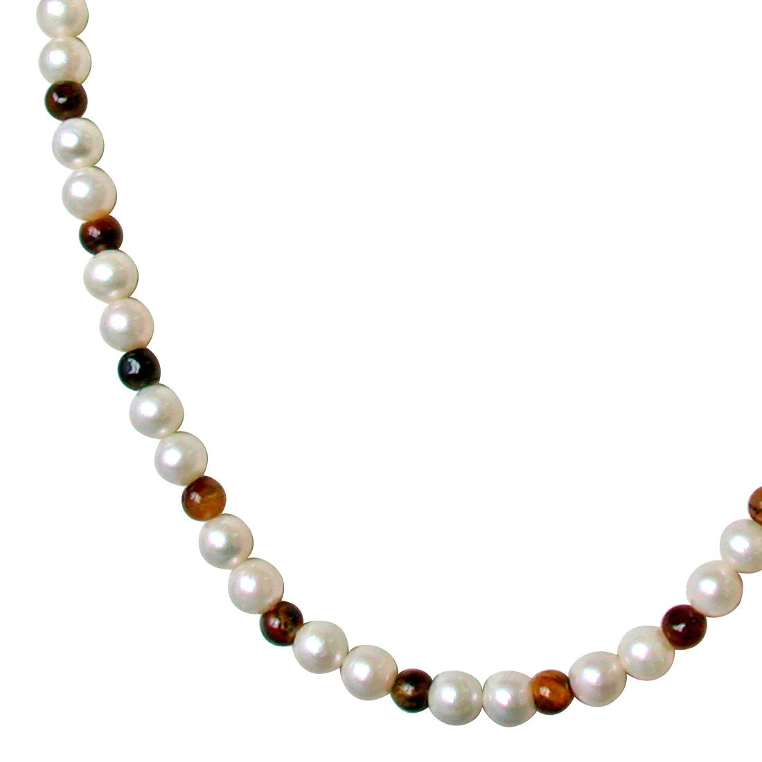 Dandy - Single Line Real Freshwater Pearl & Tiger Eye Beads Necklace for Women (SN14)