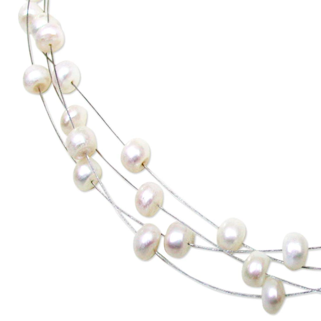 Indulge - 4 Line Real Freshwater Pearl Wire Style Necklace for Women (SN186)