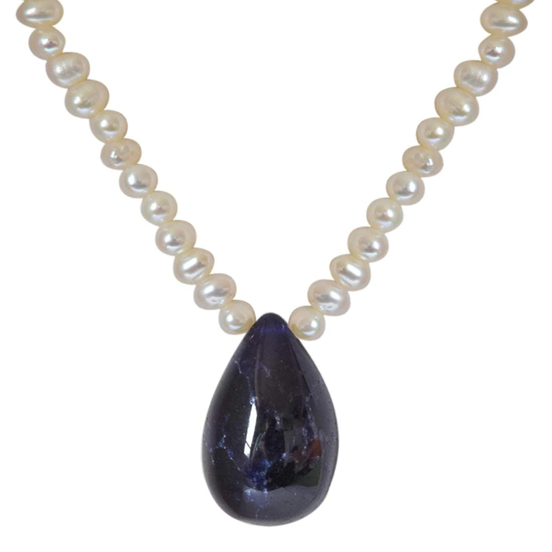 Sapphire Splendor Siren - Real Drop Blue Sapphire & Freshwater Pearl Necklace for Women (SN200)