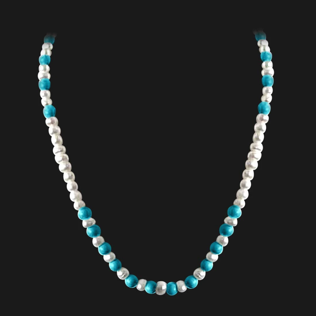 Embrace Elegance with Every Turn: Discover the Timeless Charm of Our Freshwater Pearl & Turquoise Bead Necklace