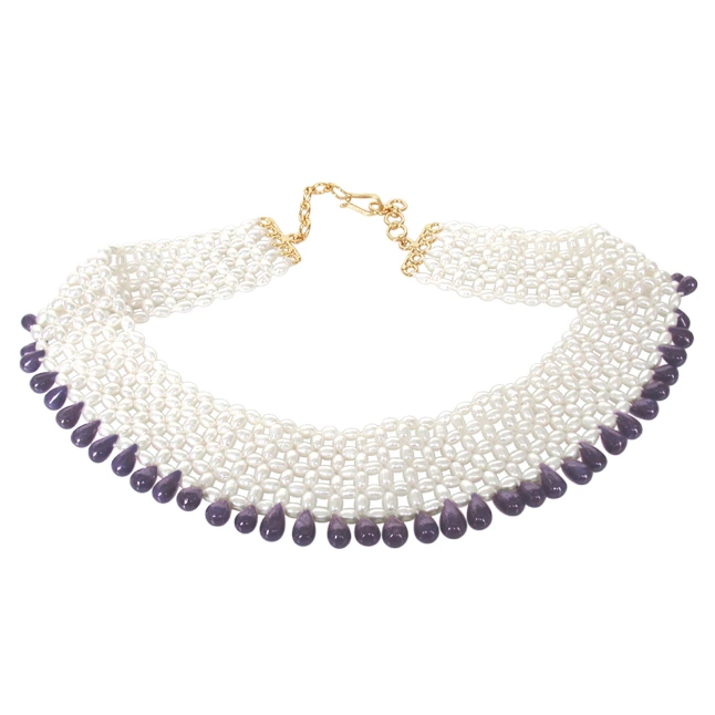 Twilight Temptation - Sapphire Pearl Necklace (SN232)