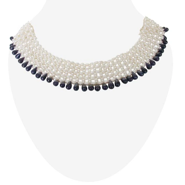 Twilight Temptation - Sapphire Pearl Necklace (SN232)