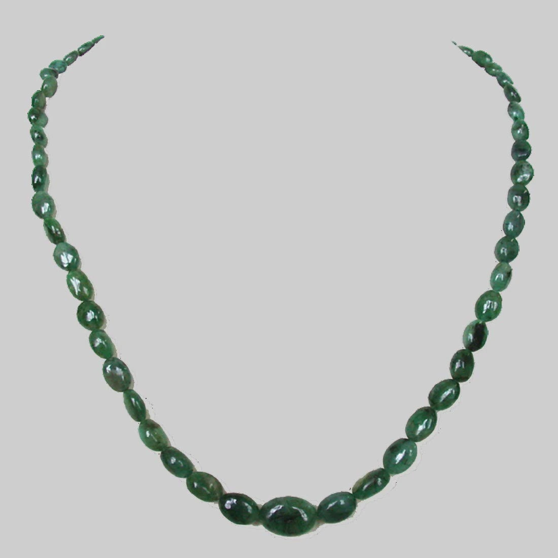 Single Line Real Green Oval Emerald Necklace for Women (SN243)