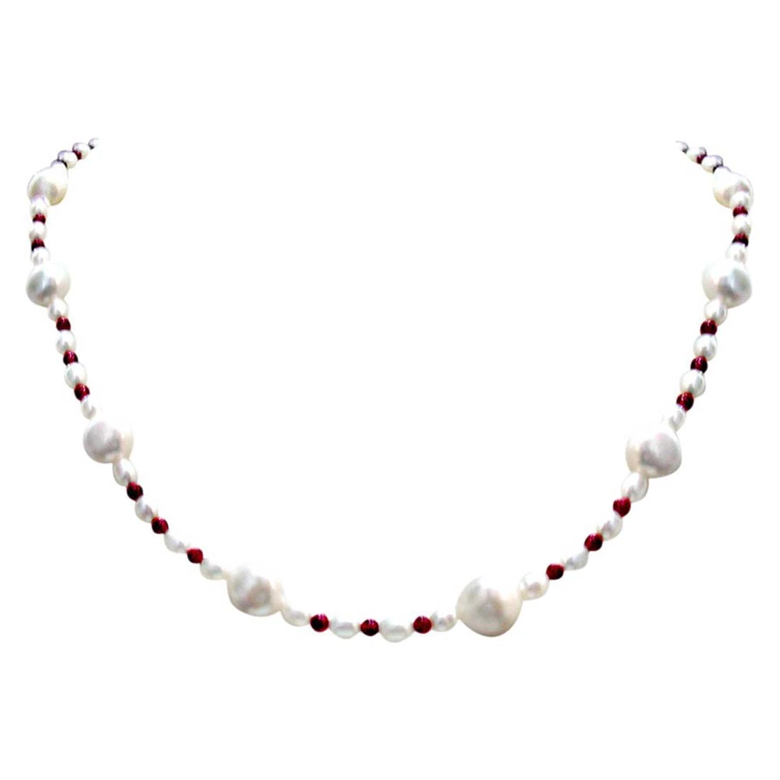 Mocha Single line Real Freshwater Red Garnet Beads Necklace (SN278)