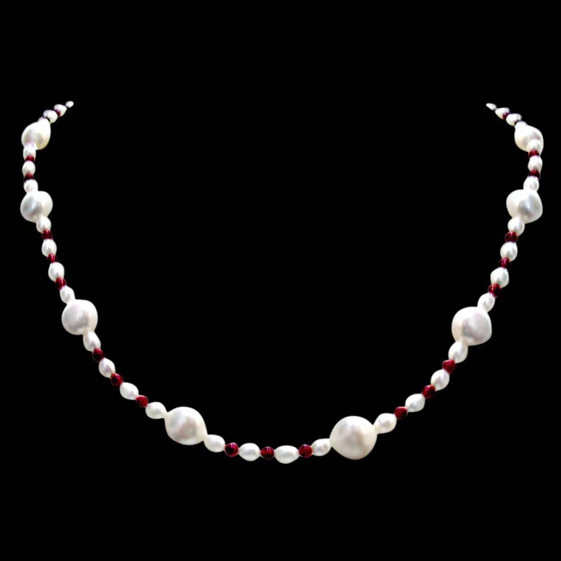 Mocha Single line Real Freshwater Red Garnet Beads Necklace (SN278)