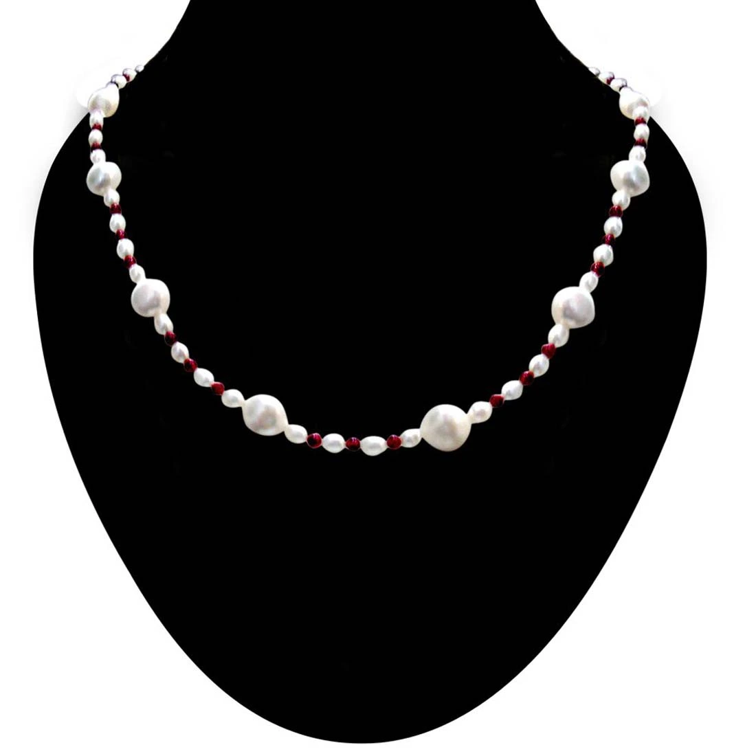 Mocha Single line Real Freshwater Red Garnet Beads Necklace (SN278)