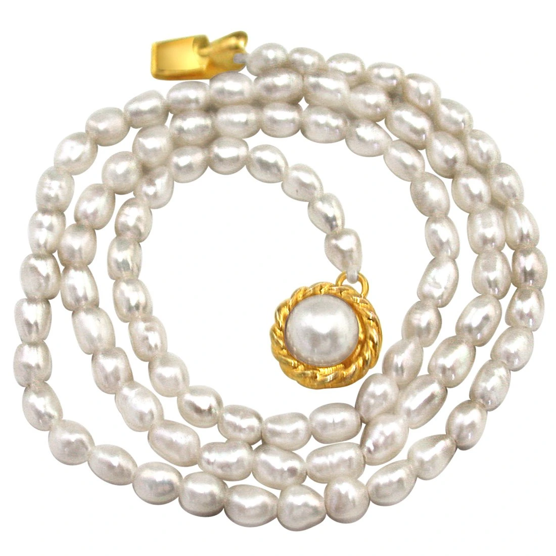 Coffee Delight - Single Line Real Rice Pearl Necklace for Women (SN299)