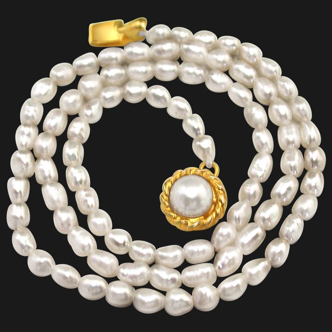 Coffee Delight - Single Line Real Rice Pearl Necklace for Women (SN299)