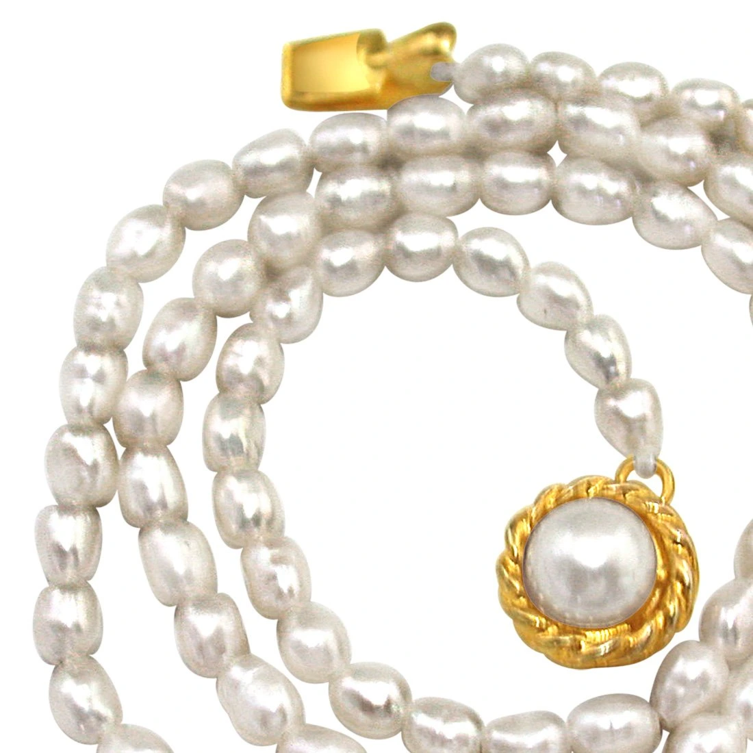 Coffee Delight - Single Line Real Rice Pearl Necklace for Women (SN299)