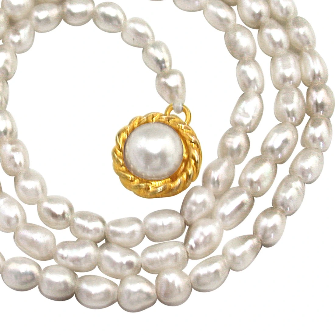 Coffee Delight - Single Line Real Rice Pearl Necklace for Women (SN299)