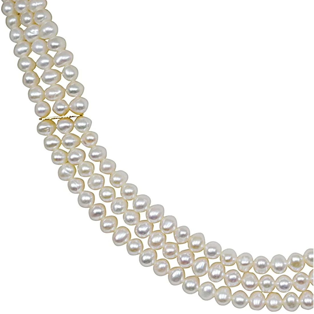 Ecstasy Real Pearl - 3 Line Real Freshwater Pearl Necklace for Women (SN4)
