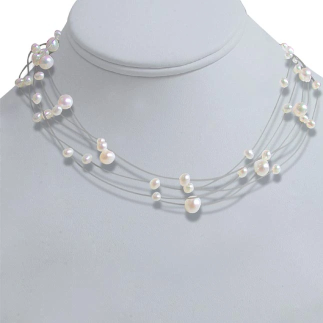 Esprit - 5 Line Real Freshwater Pearl Wire Style Necklace for Women (SN53)