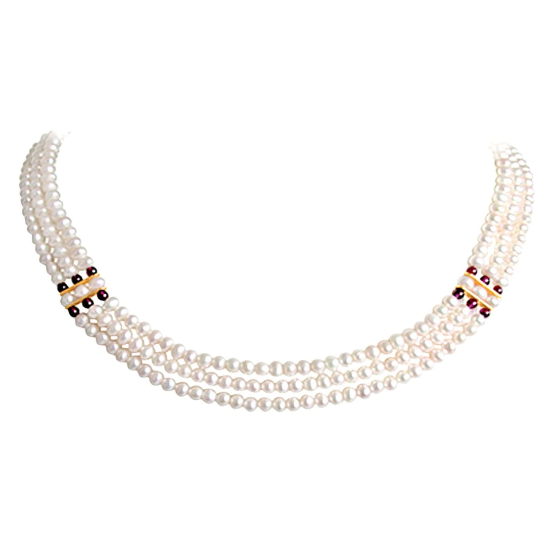 Real Pearl Royal Grace - 2 To 3 Line Necklace (sn59)