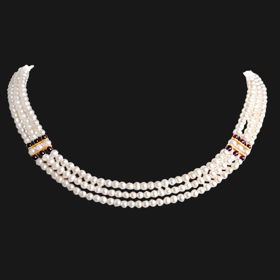 Real Pearl Royal Grace - 2 To 3 Line Necklace (sn59)