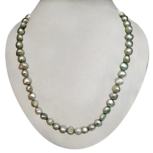 Real Green Coloured Single Line Necklace -Single Line