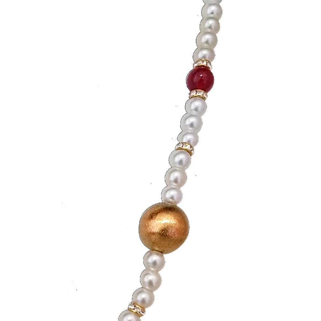 Exotic - Kundan Ball, Shell Pearls & Red Coloured Stone Necklace (SN642)