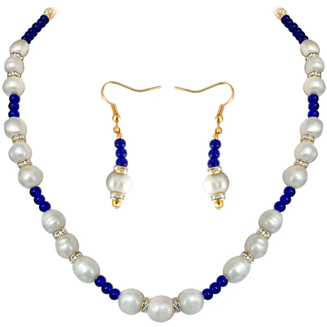 Blue Star - Real Pearl & Colored stone Set (SN651)