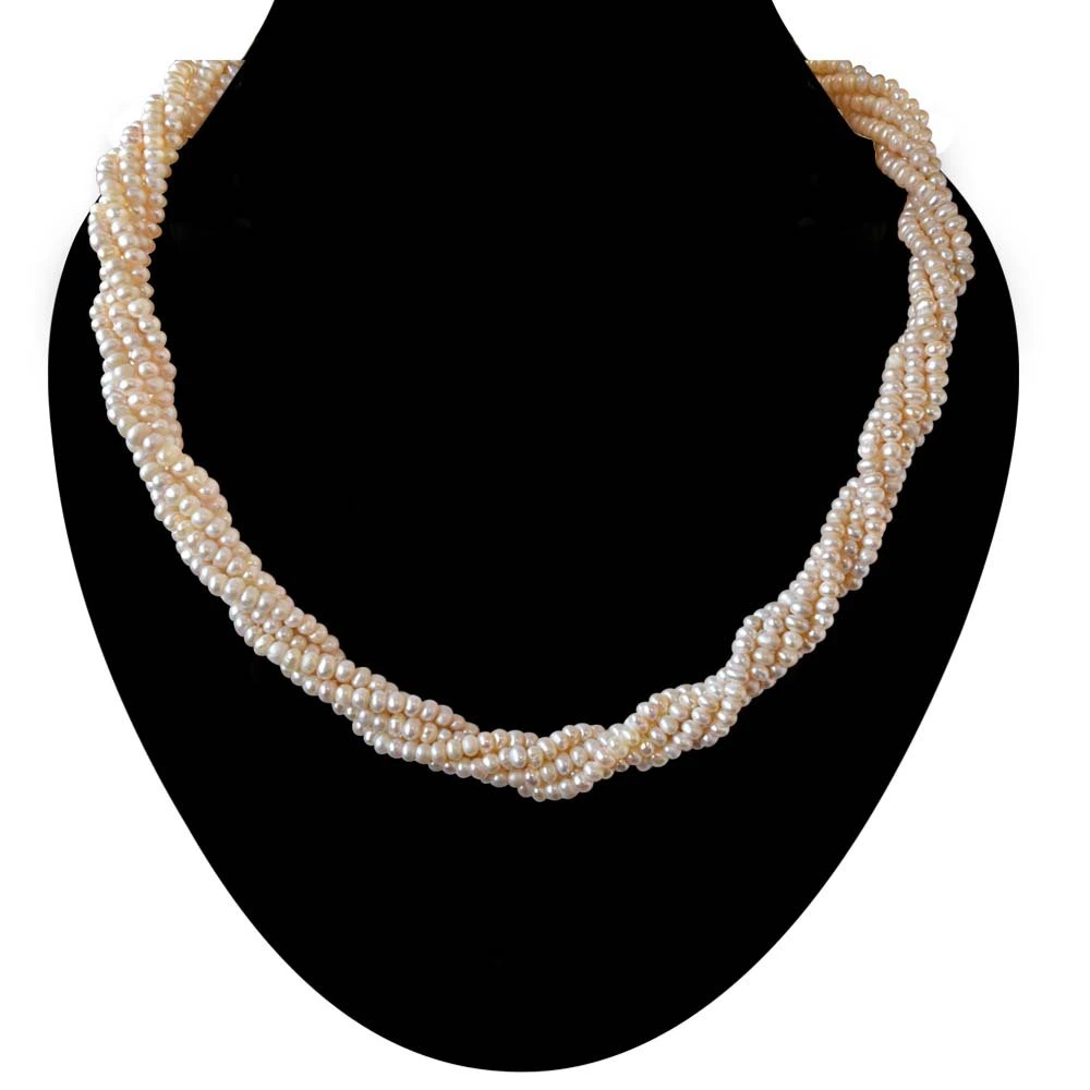 5 Line Twisted Pearl Necklace (SN709)