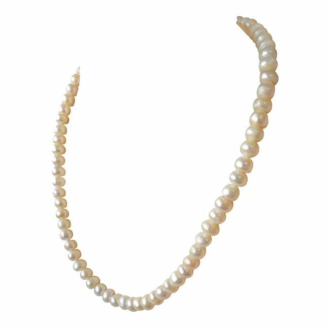 Single Line Real Big Freshwater Pearl Necklace for Women (SN743)