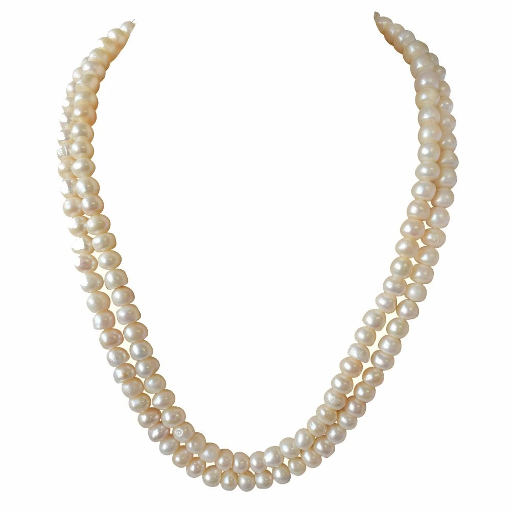 2 Line Real Big Freshwater Pearl Necklace for Women (SN744)
