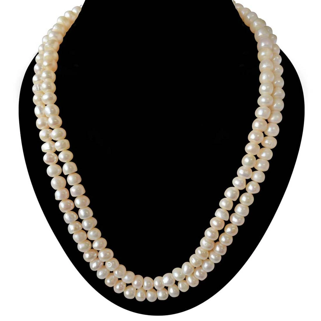 2 Line Real Big Freshwater Pearl Necklace for Women (SN744)