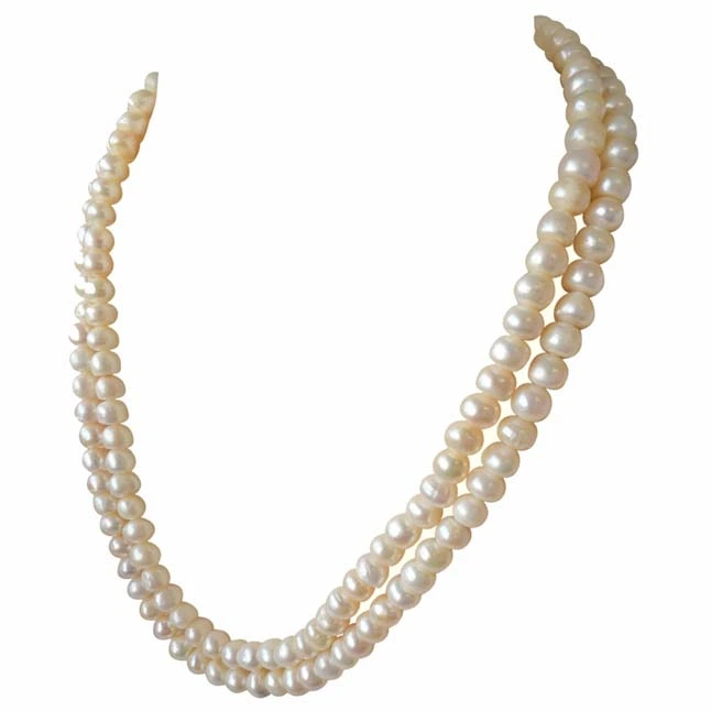 2 Line Real Big Freshwater Pearl Necklace for Women (SN744)