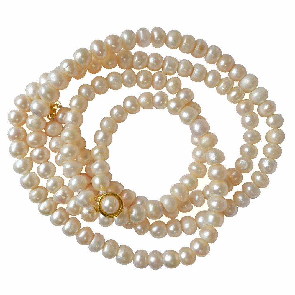 2 Line Real Big Freshwater Pearl Necklace for Women (SN744)