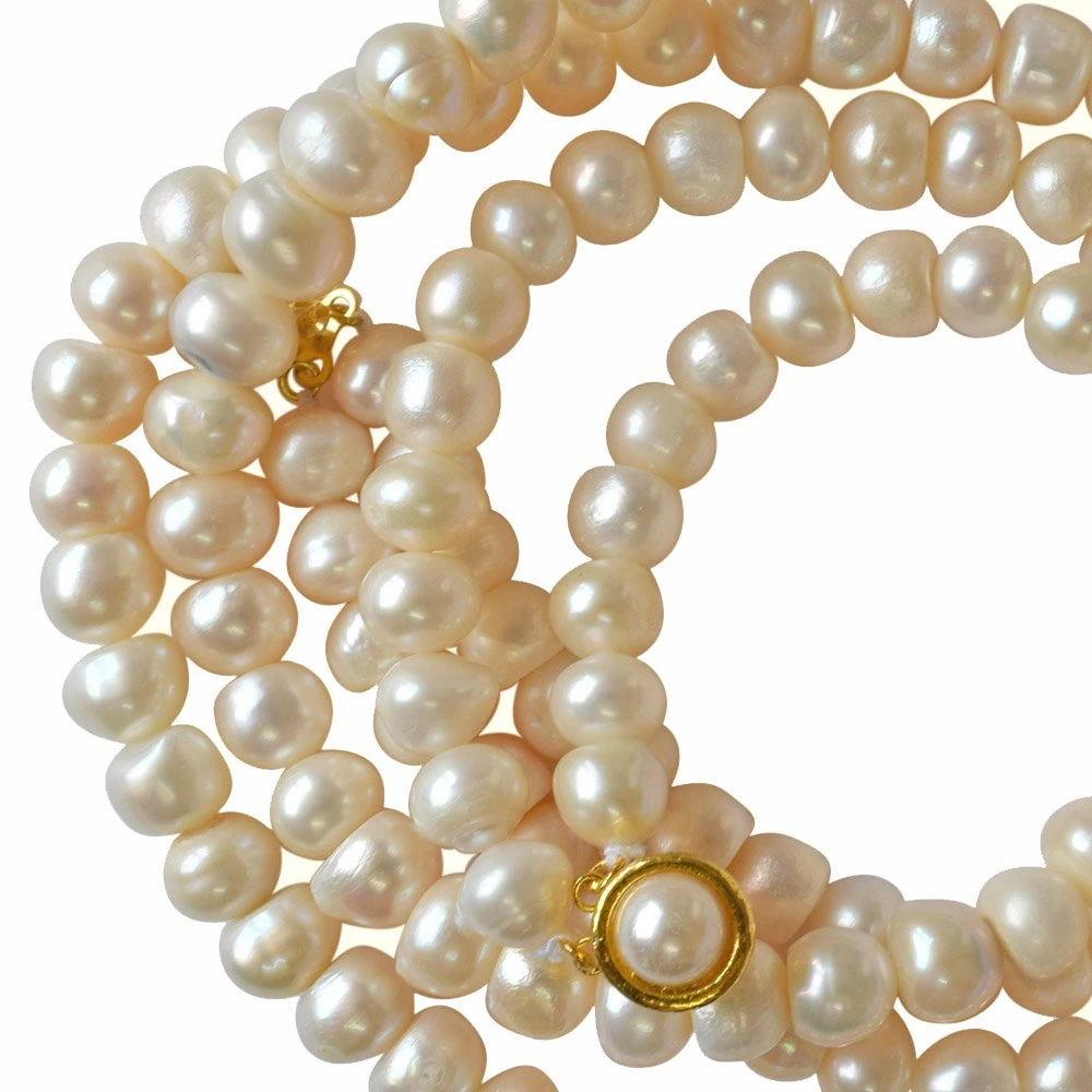 2 Line Real Big Freshwater Pearl Necklace for Women (SN744)