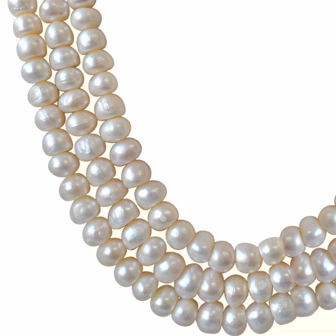 3 Line Real Big Freshwater Pearl Necklace for Women (SN745)