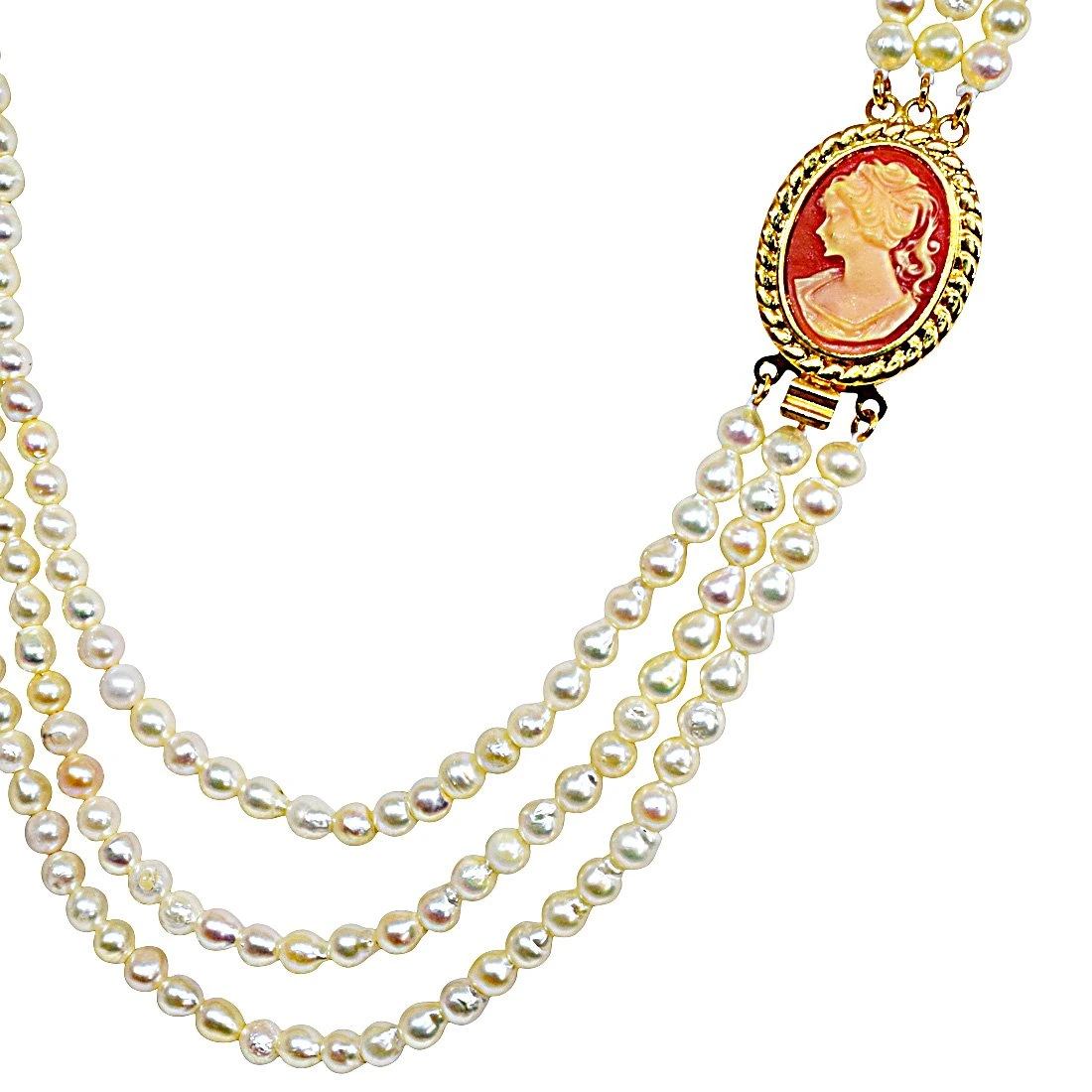 Discover the Exquisite Elegance of the Fine 19/20 IN Long 3 Line Real Japanese Cultured Pearl Necklace for Women (SN774)