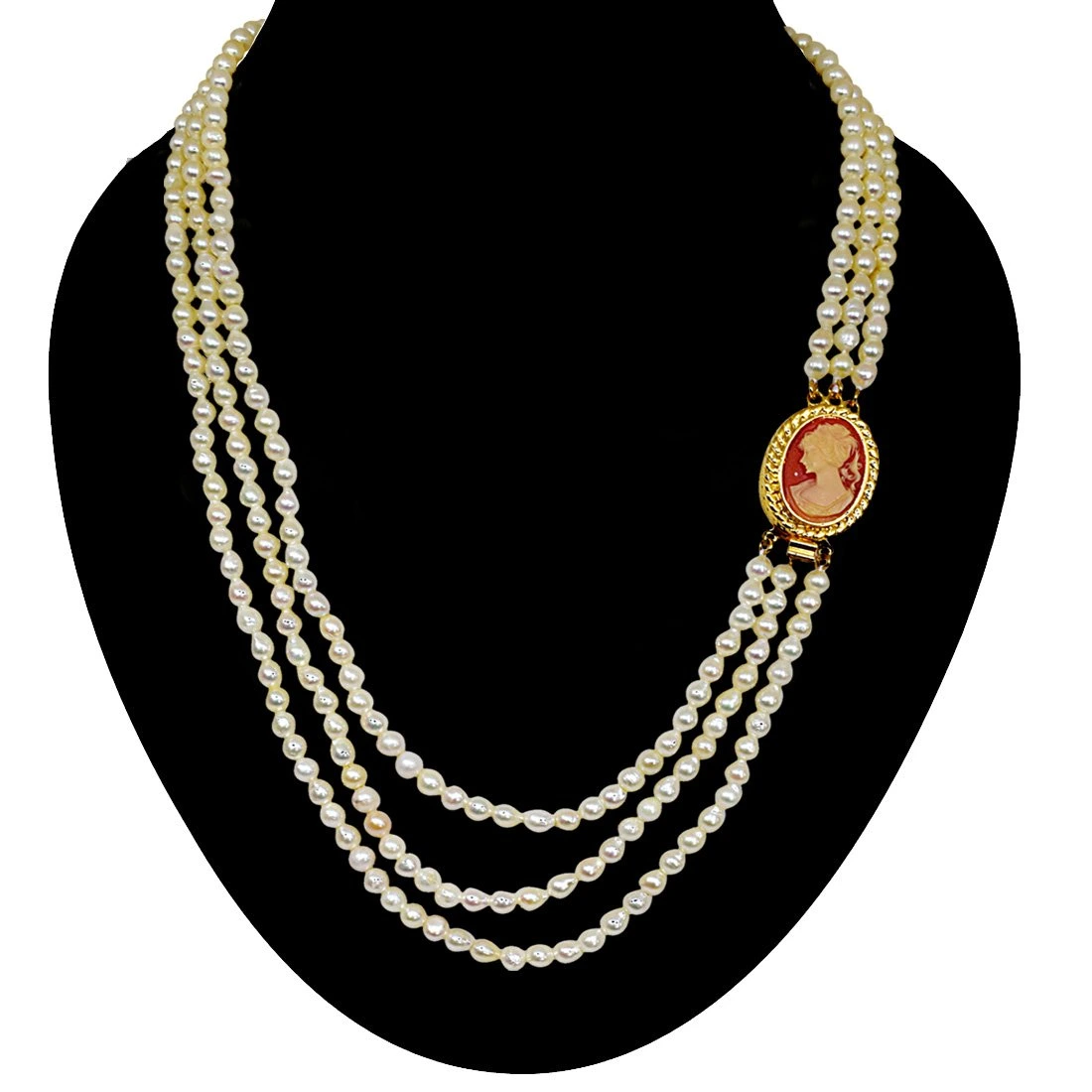 Discover the Exquisite Elegance of the Fine 19/20 IN Long 3 Line Real Japanese Cultured Pearl Necklace for Women (SN774)