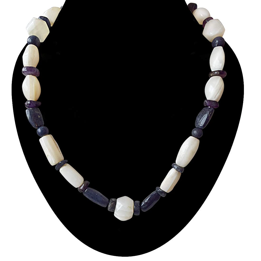 Single Line White & Blue Agate Necklace for Women (SN825)