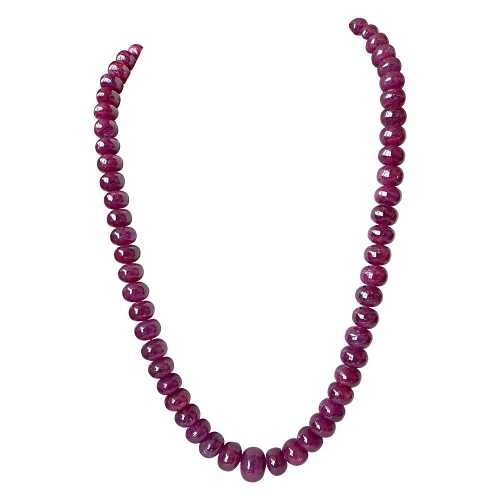 853.61cts Single Line Real Big Ruby Beads Cocktail Necklace with Extendable Cheddia for Women (SN827)