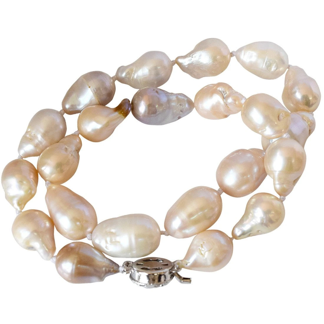 Single Line 418.93cts Peach Real Baroque Pearl Necklace for Women (SN835-418.93cts)