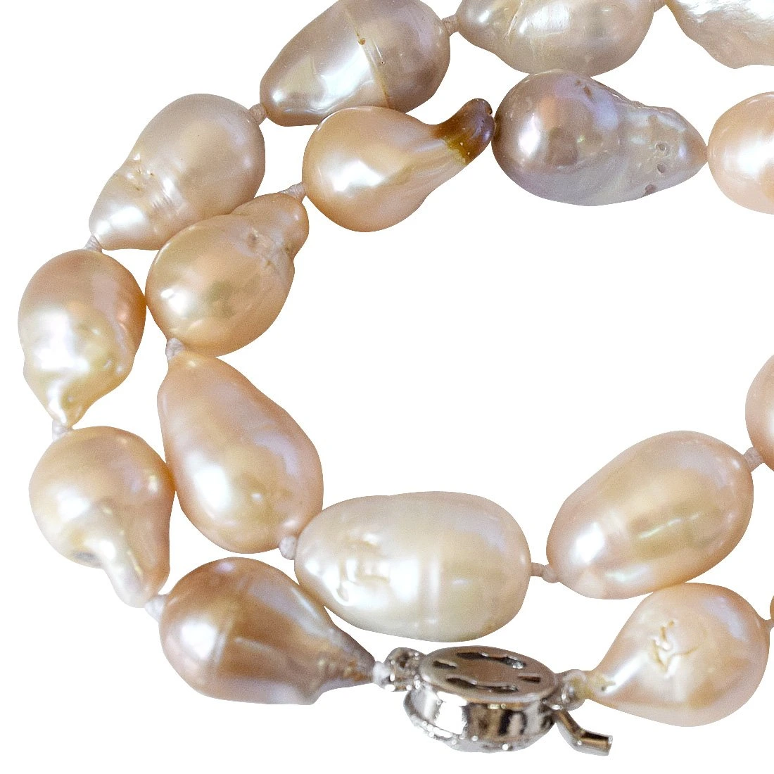 Single Line 418.93cts Peach Real Baroque Pearl Necklace for Women (SN835-418.93cts)