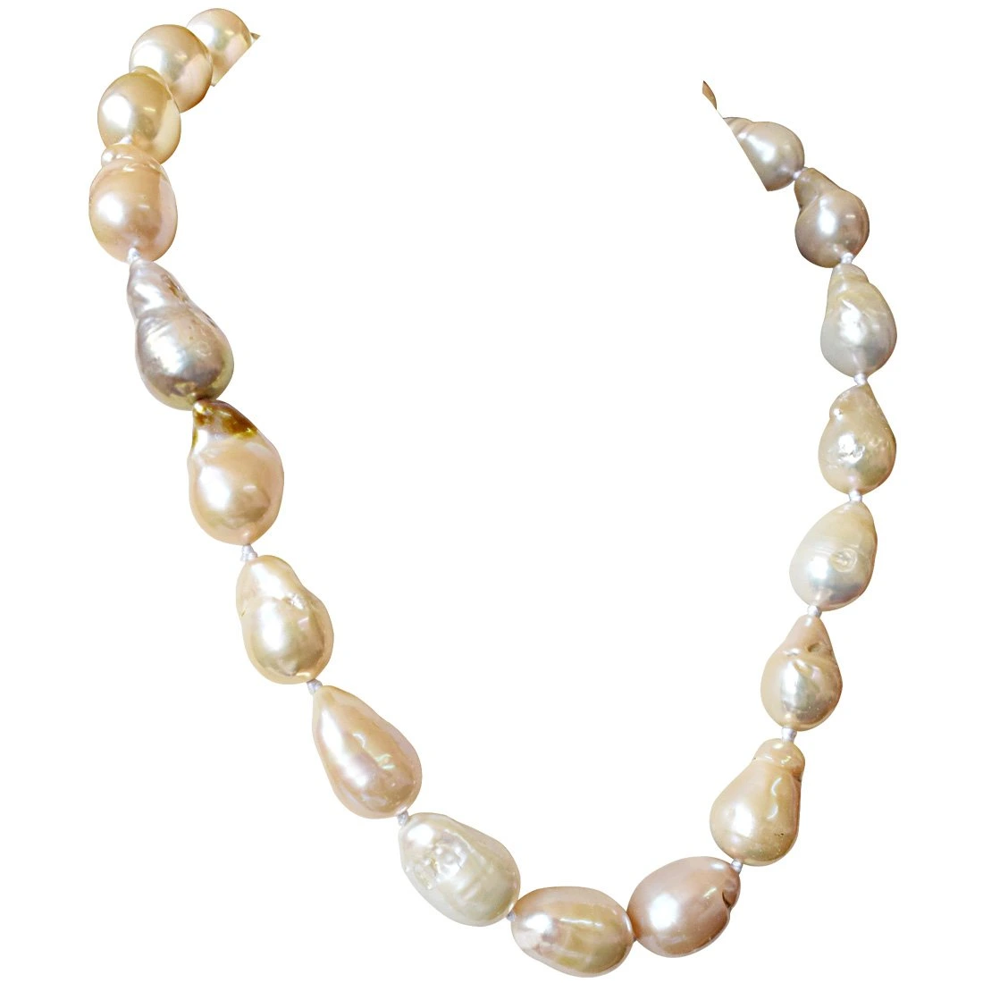 Single Line 472.55 cts Peach Real Baroque Pearl Necklace for Women (SN835-472.55cts)