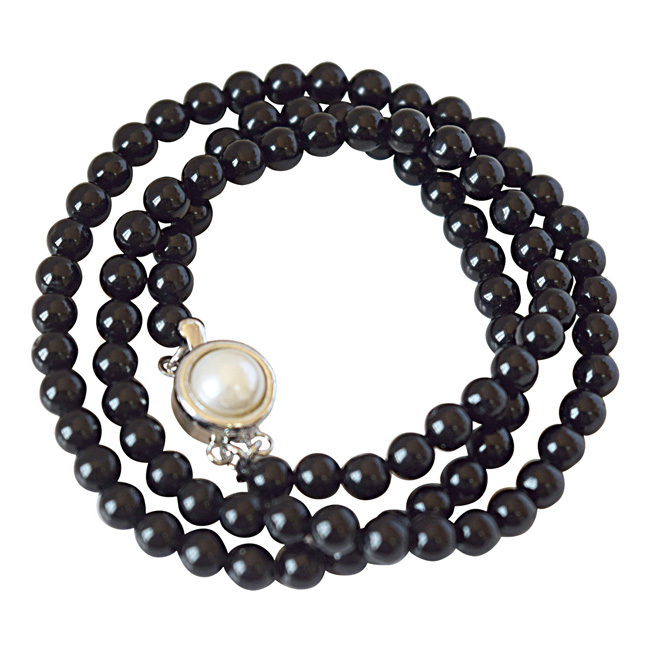 4/5 mm Black Onyx Beads Single Line Necklace (SN839)