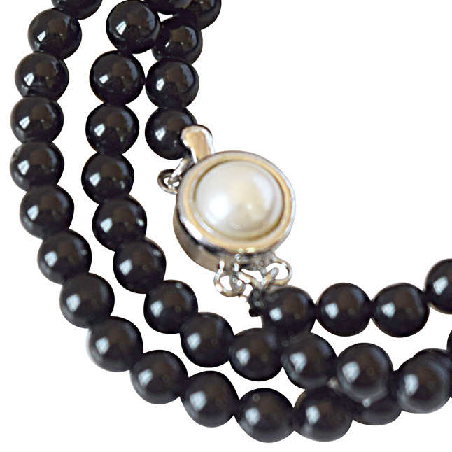 4/5 mm Black Onyx Beads Single Line Necklace (SN839)